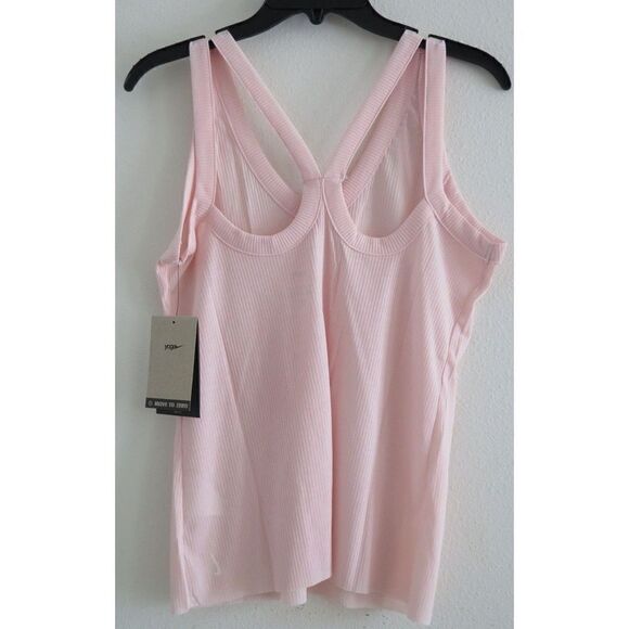 Nike Yoga DD5545 864 Women's Sz M Pale Coral Dri-FIT Ribbed Tank Top - Picture 2 of 8